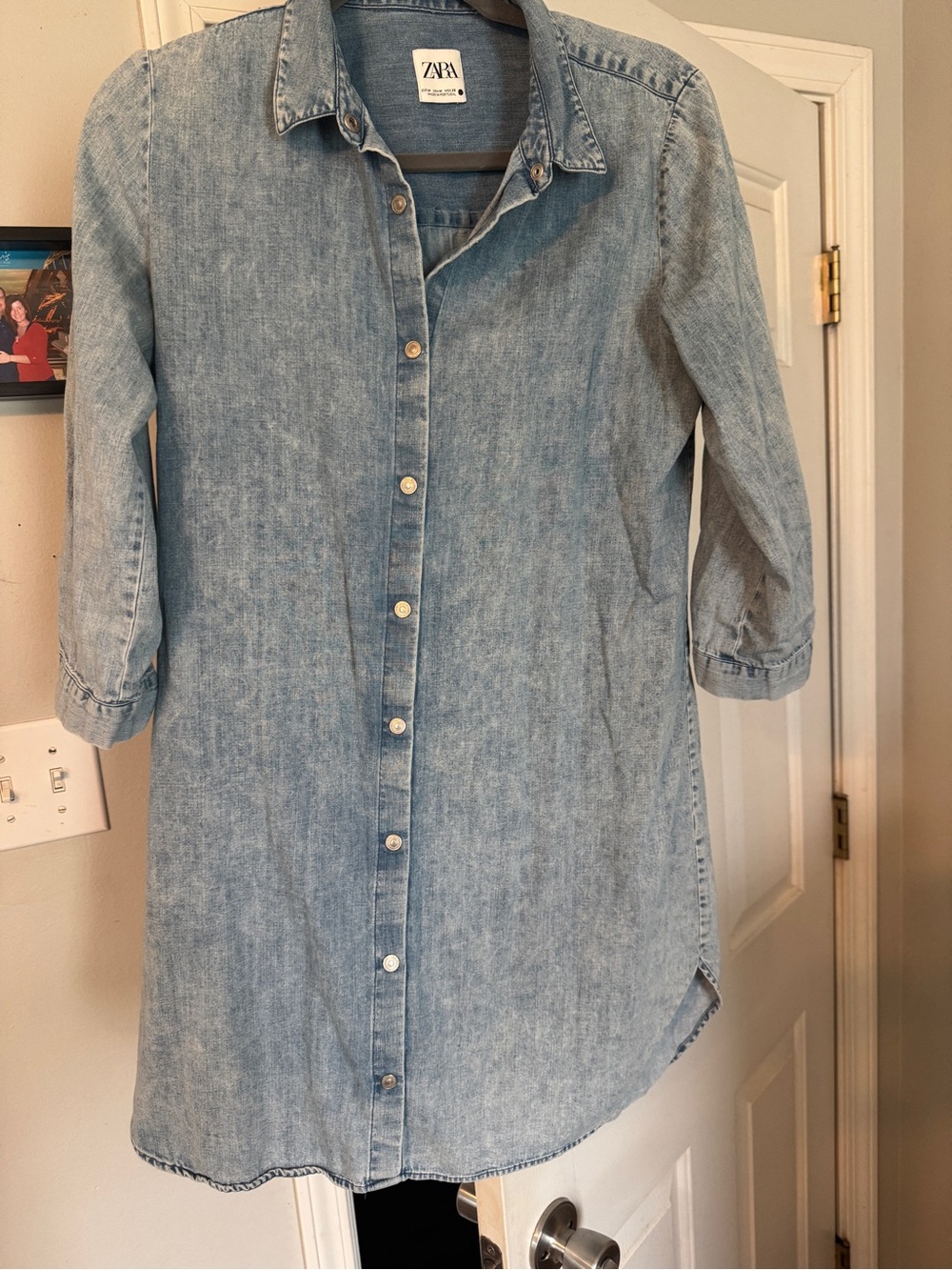 Zara Light Wash Denim Shirt Dress Medium - Light Blue
